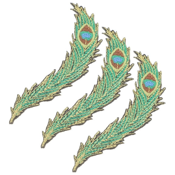 AURARMLET 3Pcs Decorative Iron Patches Peacock Wing Design for Clothes Jackets and Backpacks