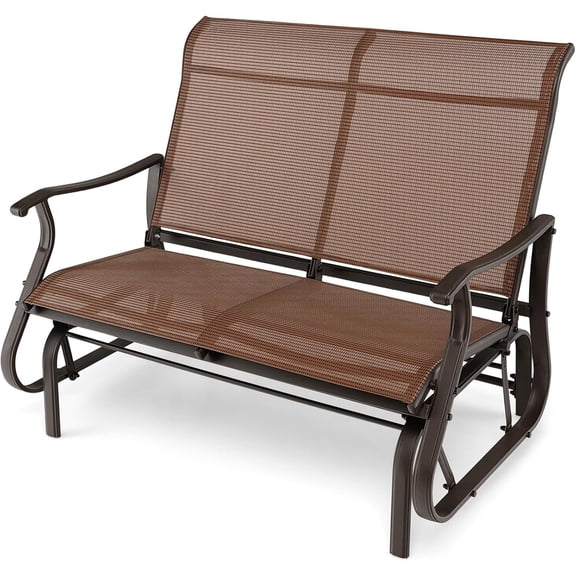 Nightcore Patio Rocking Chair, 2-Person Swing Glider Bench w/ Breathable Fabric, Natural style Rocker w/ High Backrest & Steel Frame, Outdoor Loveseat w/ 660 lbs Weight Capacity for Backyard, Garden