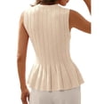 thumbnail image 3 of Women Summer Sweater Vest Slim Fit Ribbed Knit Round Neck Shirt, 3 of 4