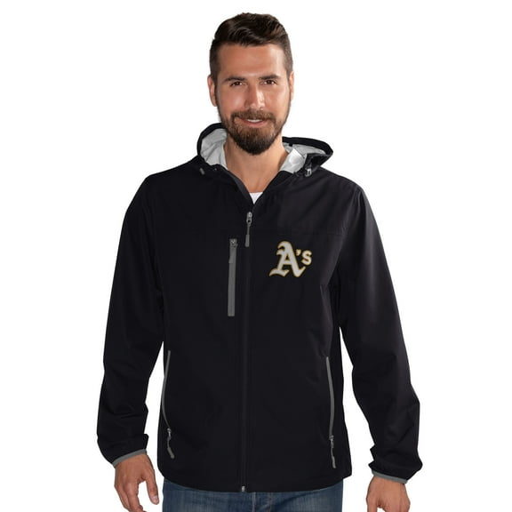 Men's-G-III Sports by Carl Banks  Black Oakland Athletics Double Play Hooded Lightweight Full-Zip Jacket