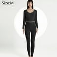thumbnail image 2 of Thermal Underwear for Women Fleece Lined Base Layer Pajama Set Cold Weather - Black, 2 of 6