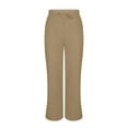 thumbnail image 5 of Womens Wide Leg Palazzo Linen Pants High Waist Split Ankle Casual Flowy Boho Travel Pant Summer Lounge Beach Vacation, 5 of 7