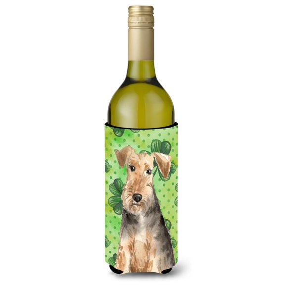 Caroline's Treasures CK1784LITERK Shamrocks Welsh Terrier  Beverage Bottle, Beverge Insulator Hugger, Multicolor
