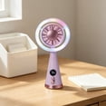 thumbnail image 2 of Zhenhongyql Cute Portable Handheld Fan With RGB Colorful Light & Digital Display USB Rechargeable Personal Fan With 5 Speeds Quiet Desktop Fan For Home Travel, 2 of 4