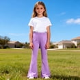 thumbnail image 3 of BFHHYA Girls Stretch Bell Bottoms Flare Pants Ruffle Bootcut Leggings Casual Cotton High Waist Pants for Girls Size 4-16 Years, 3 of 8