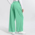 thumbnail image 6 of Women Pleated Wide Leg Trousers High Waisted Waffle Knit Palazzo Pants 27" 29" Casual Work Business Slacks with Pockets Mint Green, 6 of 7