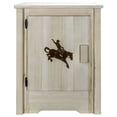 thumbnail image 2 of Homestead Collection Accent Cabinet w/ Laser Engraved Bronc Design, Left Hinged, Clear Lacquer Finish, 2 of 8