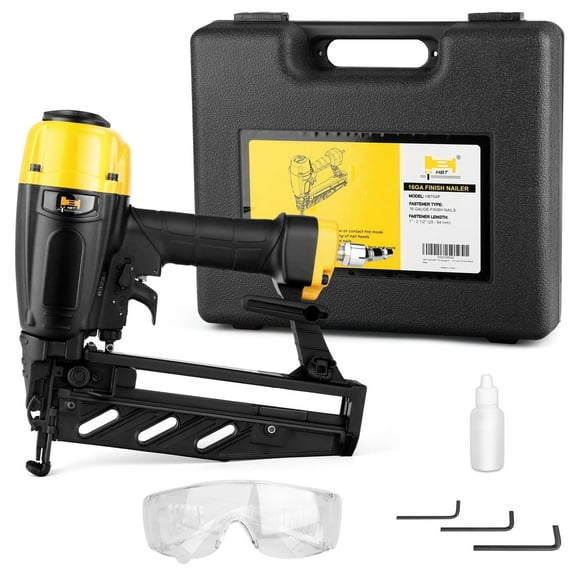HBT HBT64P 16 Gauge Finish Nailer with Magnesium Housing, Straight Nail Gun with Carrying Case, for 1'' up to 2-1/2'' Finish Nails