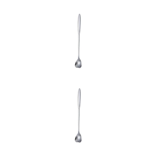 Yuarrent Cuchara agitadora de acero inoxidable, cucharas de palo de vino de mano, barra de barman, agitador de mezcla, club nocturno en casa, Corazón Natural Largo 2piezas