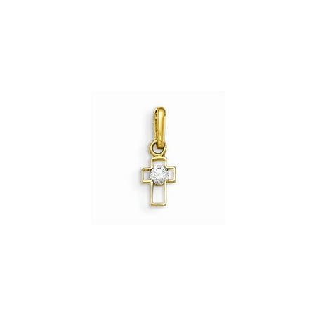 14k Yellow Gold CZ Children's Cross Pendant