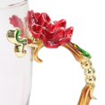 thumbnail image 2 of Tasse à thé en émail avec motif de fleur, résistante à la chaleur, avec cuillère et tissu, pour anniversaire, festival, rose rouge, 350 ml, 2 of 4