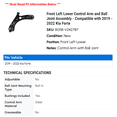 thumbnail image 2 of Front Left Lower Control Arm and Ball Joint Assembly - Compatible with 2019 - 2022 Kia Forte 2020 2021, 2 of 2