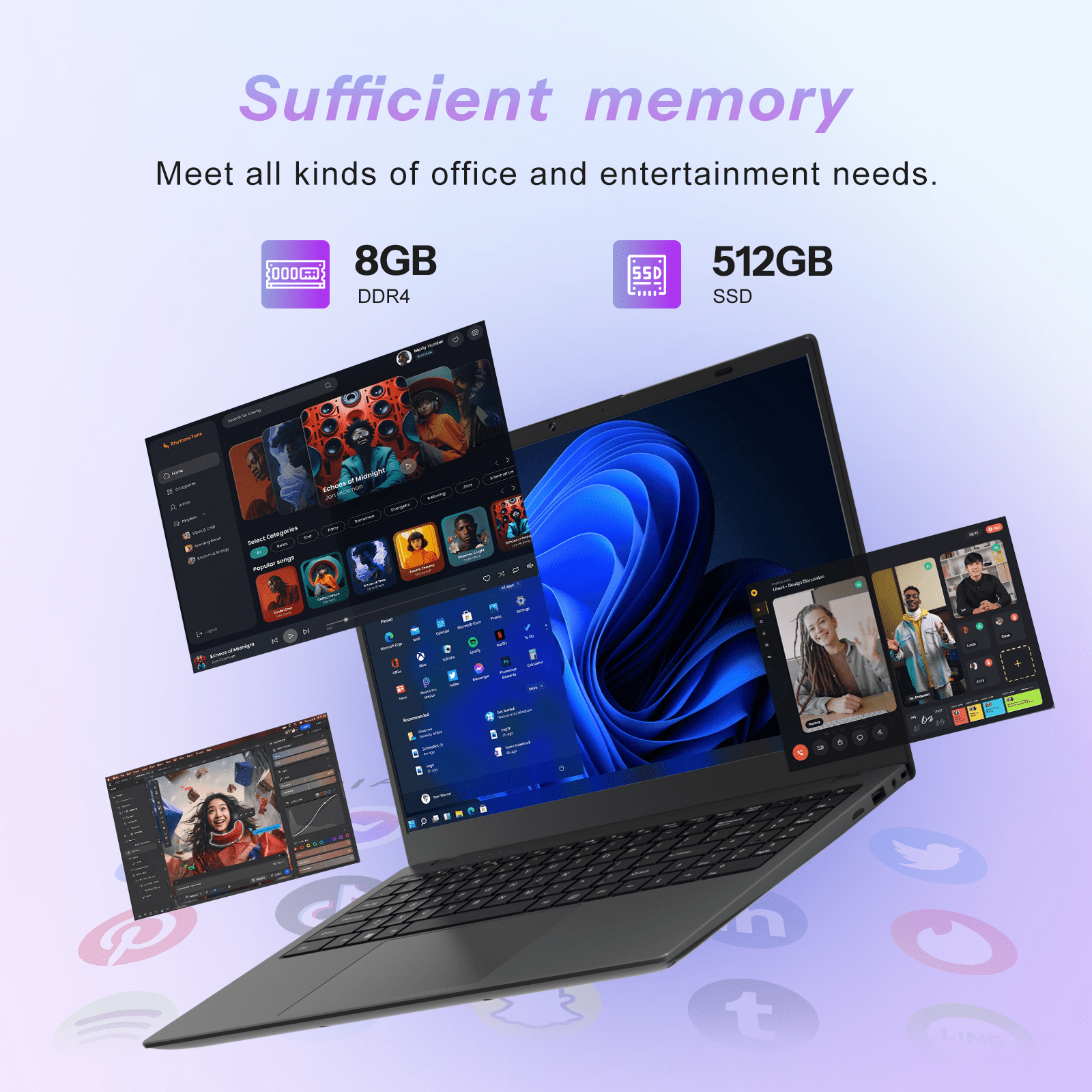 15.6 FHD IPS Laptop, 512GB SSD 8GB RAM,AMD 3020e Processor with 2 Cores Up to 2.6GHz, Office 2024, Windows 11 Laptop for Business, Study, Office, Dark Gray