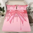 thumbnail image 2 of Homewish Girls Female Cartoon Ribbon Bow Twin Sheet Sets 3pcs,Splash Bling Glitter Twin Fitted Sheet Microfiber,Dreamy Princess Bow Knot Breathable Flat Sheet,Breathable Home Decor, 2 of 7