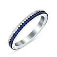 thumbnail image 3 of Full Eternity Stackable Band Blue Sapphire CZ 925 Sterling Silver Size 7, 3 of 6