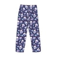 thumbnail image 3 of Vsdgher Skull flower white blue Print Mens Pajama Pants Sleep & Lounge Pants, PJ Bottoms With elastic waistb and Pockets, 3 of 5