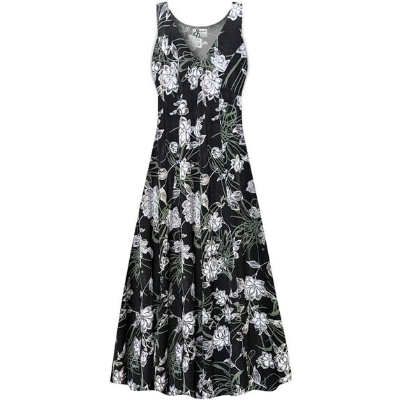 Plus size 5x Petite Womens Dress Silver Glitter Floral Print Sleeveless Low V-Neck Princess Cut
