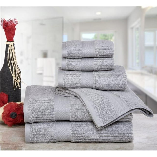 Affinitylinens HF6PCTWL-SVL - Ensemble Serviette 6 Pièces en Coton Zero Twist - Argent