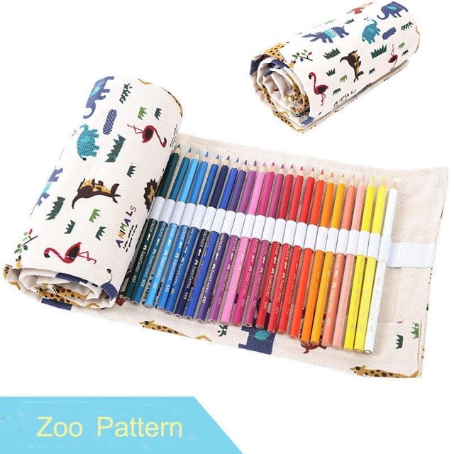 36/48/72 Trous en Toile Retrousser Stylo à Crayons Composent Sac à Pinceau Sac Pochette de Rangement