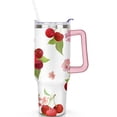 thumbnail image 2 of 40oz Red Cherry Fruit Pattern Stainless Steel Flip Straw Tumbler Spill Proof Travel Cup Double Wall Vacuum Insulated Coffee Mug with Top Handle, 2 of 6