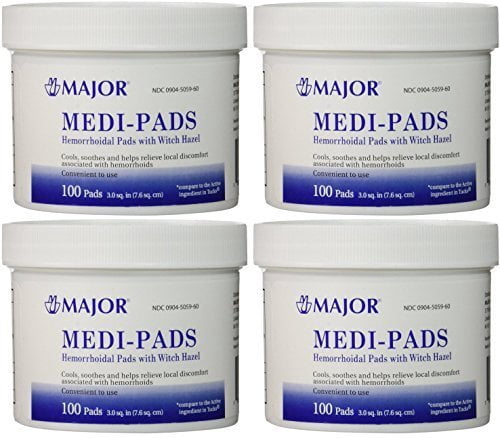 Medi-Pads With Witch Hazel Hemorrhoidal 100 Ct Jar by Major Pharmaceuticals