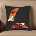 thumbnail image 5 of Vintage Red Car & Airplane Throw Pillow Covers - Set of 2 18x18in Cushion Cases for Couch Bed Car - Retro Design with Cream Fenders & Orange Sun, 5 of 8