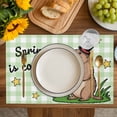 thumbnail image 4 of Groundhog Day Placemats Set of 6, Green Plaid Spring Botanical Star Yellow Placemats for Dining Table, Place Mats for Kitchen Tabletop, Waterproof Wipeable Dining Table Mats Set, 4 of 9