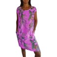 thumbnail image 1 of XYMJT Robes Needream, Robe Imprimée en Coton et Lin pour Femmes, Col Rond, avec Poche, 1 of 1