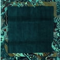 thumbnail image 1 of Ahgly Company Machine Washable Indoor Square Abstract Turquoise Blue Modern Area Rugs, 5' Square, 1 of 4