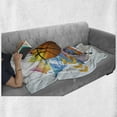 thumbnail image 6 of Teen Room Soft Flannel Fleece Blanket, Basketball in Front of Zigzag Circular Geometric Minimalist Forms Graphic Print, Cozy Plush for Indoor and Outdoor Use, 50" x 70", Multicolor, by Ambesonne, 6 of 6