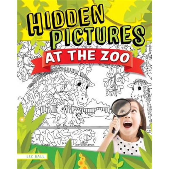 Pre-Owned Hidden Picture Puzzles at the Zoo: 50 Seek and Find Puzzles to Solve and Color (Happy Fox Books) Over 400 Secret Items and Animals to Search & Find, with Fun Paperback