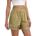 thumbnail image 3 of MOSHU High Waisted Shorts for Women Cotton Lounge Shorts Dressy Lace Trim Summer Beach Pants with Pockets, 3 of 8