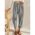 thumbnail image 3 of Asyoly Corduroy Pants for Women Solid Casual High Waisted Straight Leg Pants Loose Comfy Trousers with Pockets, 3 of 4