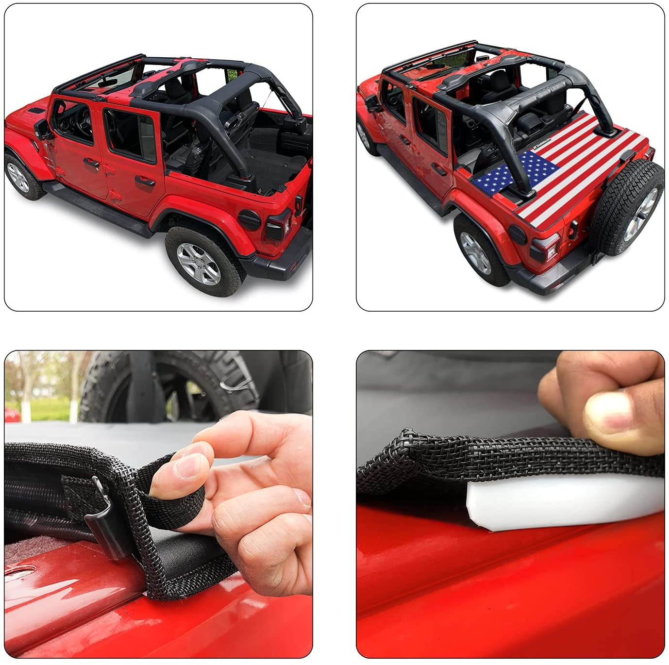 Shadeidea Jeep Wrangler Cargo Cover JL 4 Door Tonneau Cover JLU (2018-Current) Rear Trunk Vinyl Tailgate Cover for Rubicon Sahara Sport S ( America Flag ) - 3 Years Warranty