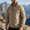 Khaki, variant on WIZUTIZ Men's Outdoor Jacket Solid Color Zipper Pocket Stand Collar Long Sleeve Windproof Polyester Multi-Pocket Coat for Mountaineering Riding Hiking Daily Mens Fashion