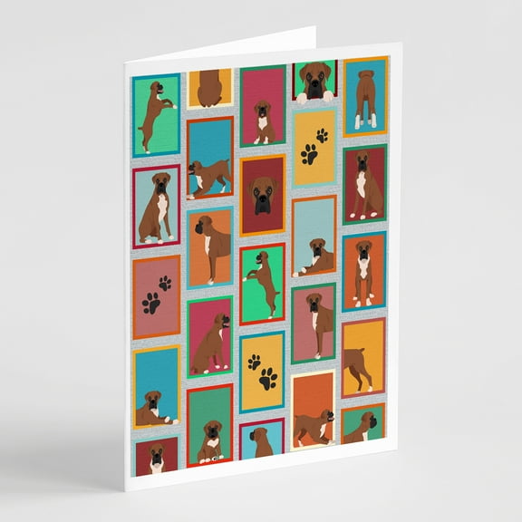 Lots of Black Face Boxer Greeting Cards and Envelopes Pack of 8 7 in x 5 in