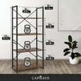 thumbnail image 4 of CAPHAUS 4 Tier Bookshelf, 24 Inch Width Free Standing Shelf, Bookcase Shelf Storage Organizer, Industrial Book Shelves for Home Office, Living Room, Kitchen, Rustic Oak Vintage Shelves & Metal Frame, 4 of 9