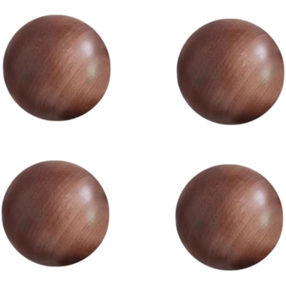 Gamvdout Wooden Handles for Cupboards 4Pcs Drawer Handle Solid Wood Cabinet Door Wardrobe Round Ball Single Hole Handle 40Mm Black Walnut
