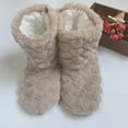 thumbnail image 3 of Skymirror Home Slippers Non-slip Jacquard Technology Furry Calf Length Thickening Keep Warm Adult Mid-Tube Winter Plush Slippers for Indoor, 3 of 8
