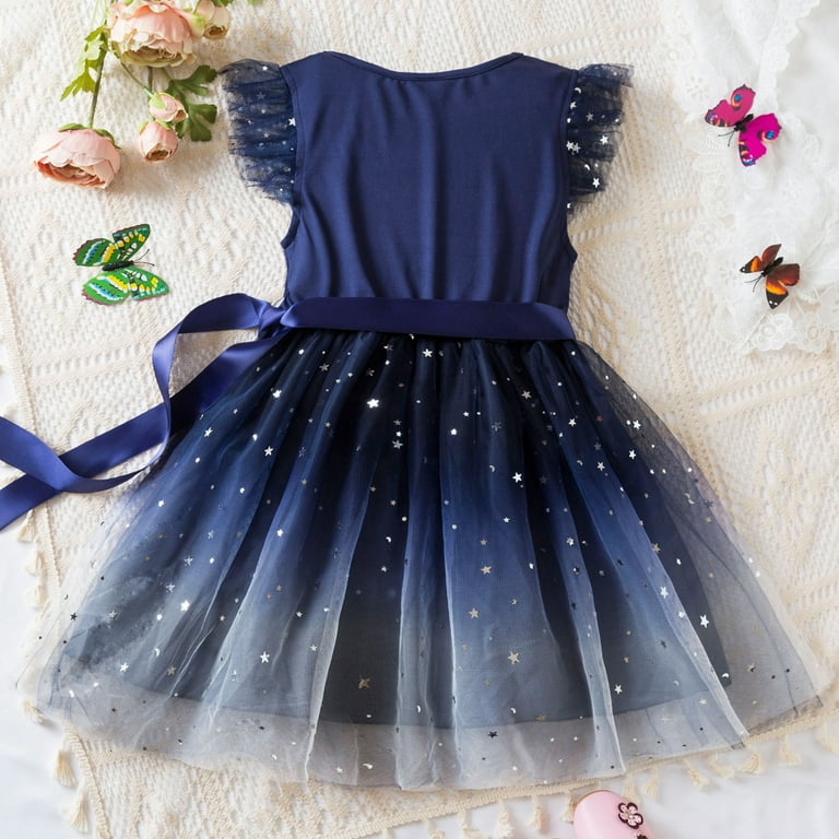 slim fit dress slacks Spaghetti Straps Blue Tulle Tea Length Homecoming Dress with Stars UQ2 –  cherishgirls main image 0