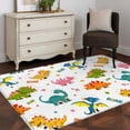 thumbnail image 4 of Cute Dinosaur Area Rug 4'x6', Cartoon Dino Funny Boys Girls Children Washable Non-Slip Rugs, Low Pile Large Carpet for Living Room Bedroom Dining Room Kitchen Office Indoor Mat, 4 of 9