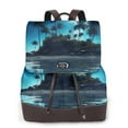 thumbnail image 1 of Balery Hawaiian Beach Pirate Moon Mochila de Cuero para Mujeres, Gran Capacidad, Bolsa de Viaje Multifuncional, Mochila de Cuero y Bolsa de Hombro para Mujeres, 1 of 4