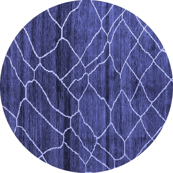 Ahgly Company Indoor Round Oriental Blue Modern Area Rugs, 8' Round