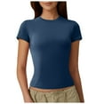 thumbnail image 1 of Women Short Sleeve T Shirts Going Out Tops Polyester Spandex Flattering For Various Occasions, 1 of 4