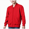 thumbnail image 3 of KPOPLK Kids Zip Up Bomber Jacket 1-8 Years Long Sleeve Baseball Collar Sweatshirt Fall School Clothes Size 18-24 Months,Red, 3 of 8