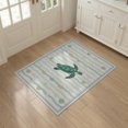 thumbnail image 3 of ODIKA 3'x5' Washable Area Rug Non-Slip, Flatweave, Easy Care Door Ocean Marine Turtle Border Underwater Motif Round Jellyfish for Hallway, Laundry Room, 3 of 7