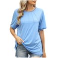 thumbnail image 2 of Cotton Summer Blouses for Women 2025 Women's Short Sleeve Shirts Casual Womens Tops Summer Short Sleeve Plain Blouses Tops for Women Short Sleeve, 2 of 9