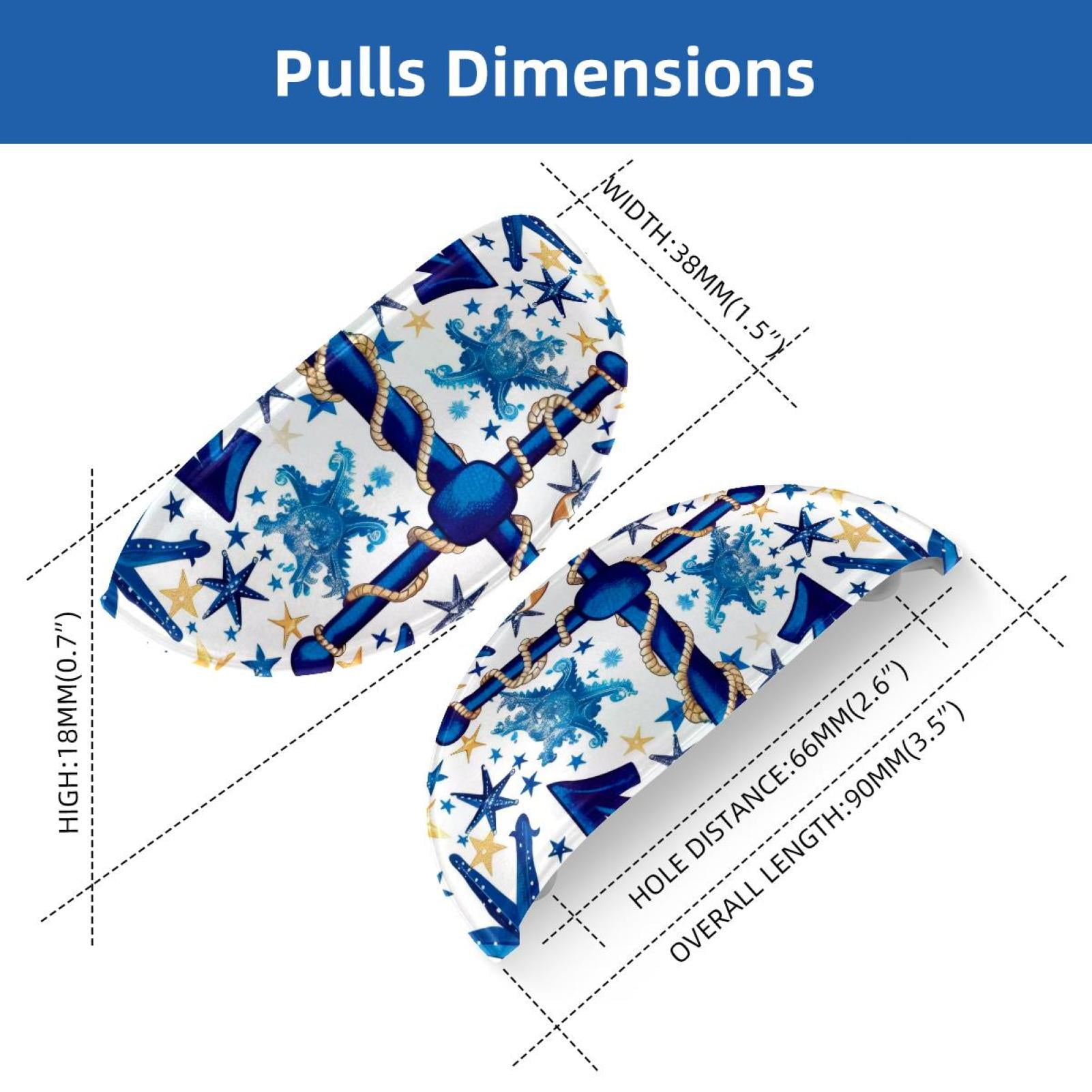 PhooArto 6 Pcs Cup Drawer Pulls, Blue Anchor Compass Pattern Shell Shape Handles Cabinet Knobs for Dresser Cupboard Closet Wardrobe with Screws