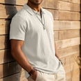thumbnail image 4 of Men Linen Polo Shirt Casual Short Sleeve Summer Beach T Shirt Button Tee Top Beach Hippie Shirt White, 4 of 8