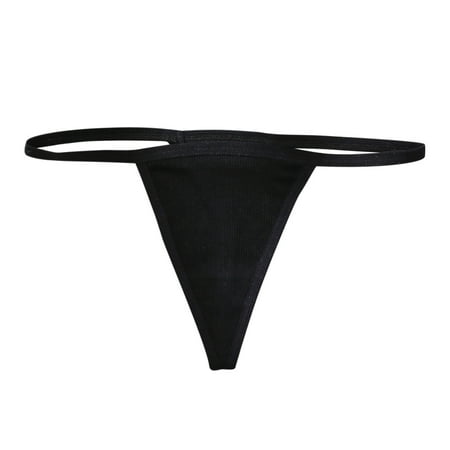 

HWRETIE Women Brief Women s Thong Low-Rise Seamless Sexy Underwear Threaded Cotton Panties Rollbacks Black 4(M)
